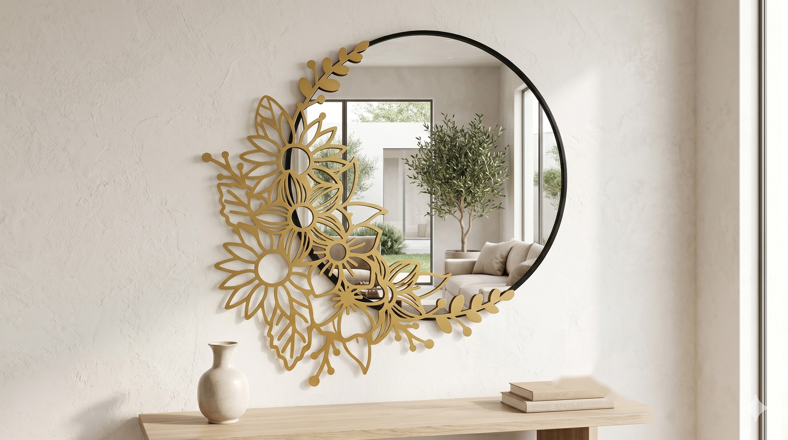 Botanical Bloom - Asymmetrical Floral Wall Mirror